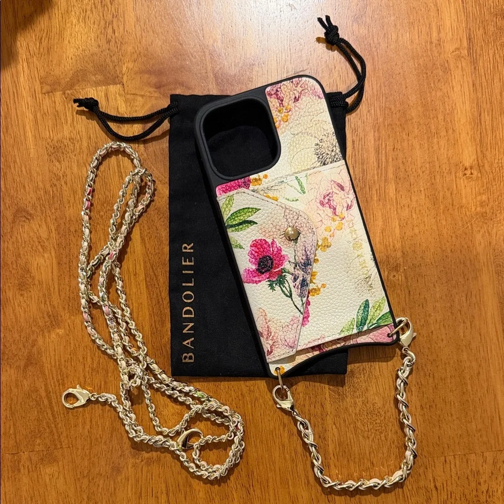 Bandolier Floral iPhone 14 Pro Max Case Ser Gold Chain - Picture 1 of 2
